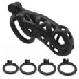 Maxi Cobra Hollow Design Comfortable and Firm 3D Chastity Cage Male Resin with 4 Rings Black
