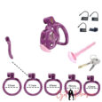 Lightweight Resin Male Chastity Device With Catheter Purple