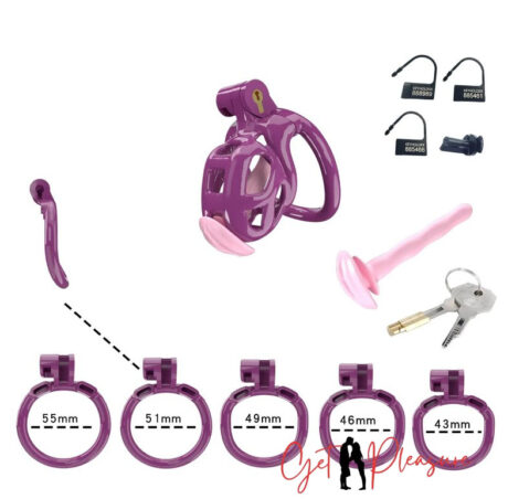 Lightweight Resin Male Chastity Device With Catheter Purple