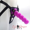 Strapon Ultra Elastic Harness Purple Beaded Anal Buttplug For Couple