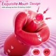 360° Tongue Licking 4IN1 Mouth Sucking Vibrator Rose Sex Toy For Couple