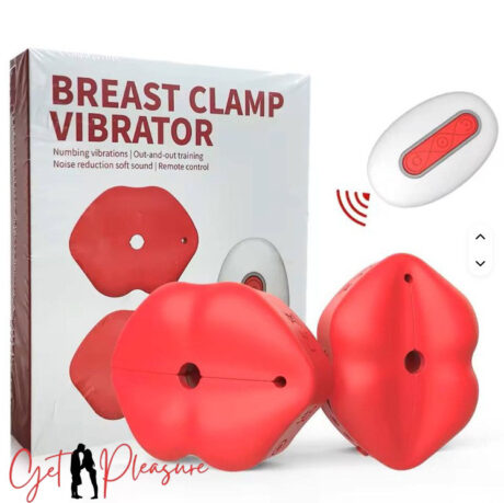 Mouth Shape Red 10 Modes Nipple Clamps Double Vibrator Sex Toys