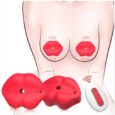 Mouth Shape Red 10 Modes Nipple Clamps Double Vibrator Sex Toys