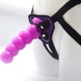 Strapon Ultra Elastic Harness Purple Beaded Anal Buttplug For Couple