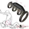 Black Four Penis Ring Bullet Vibrator Delayed Ejaculation Sex Toy For Men