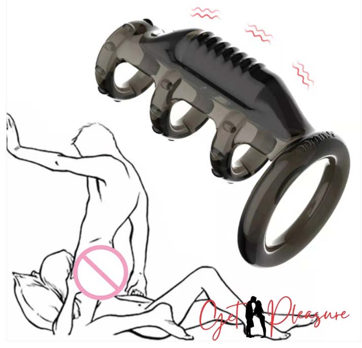 Black Four Penis Ring Bullet Vibrator Delayed Ejaculation Sex Toy For Men