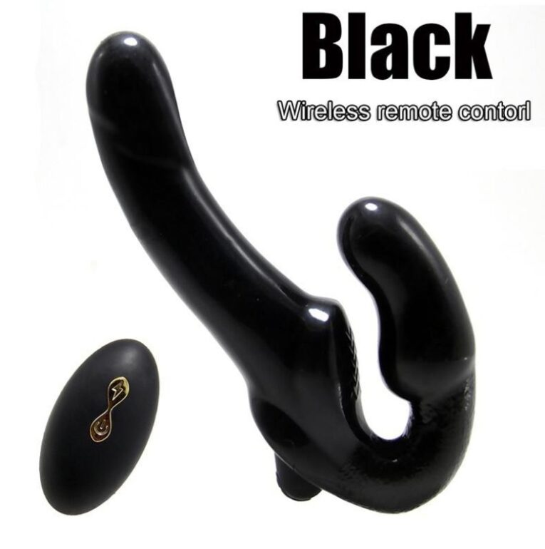 Black Wireless Remote Control Strapon Vibrator India