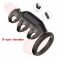 Black Four Penis Ring Bullet Vibrator Delayed Ejaculation Sex Toy For Men
