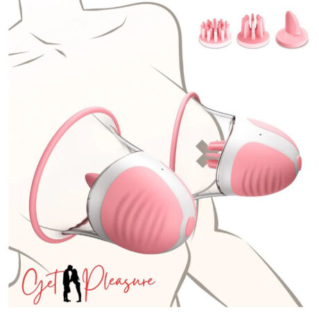 2Pcs Pink Rotating Nipple Sucker Suction Cup Breast Enlarger Electric Vibrator For Women