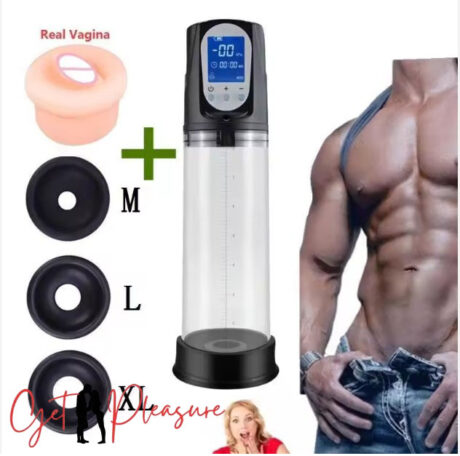 Pussy Cap With USB Rechargeable Vacuum Erection Penis Pump with advanced LCD digital display