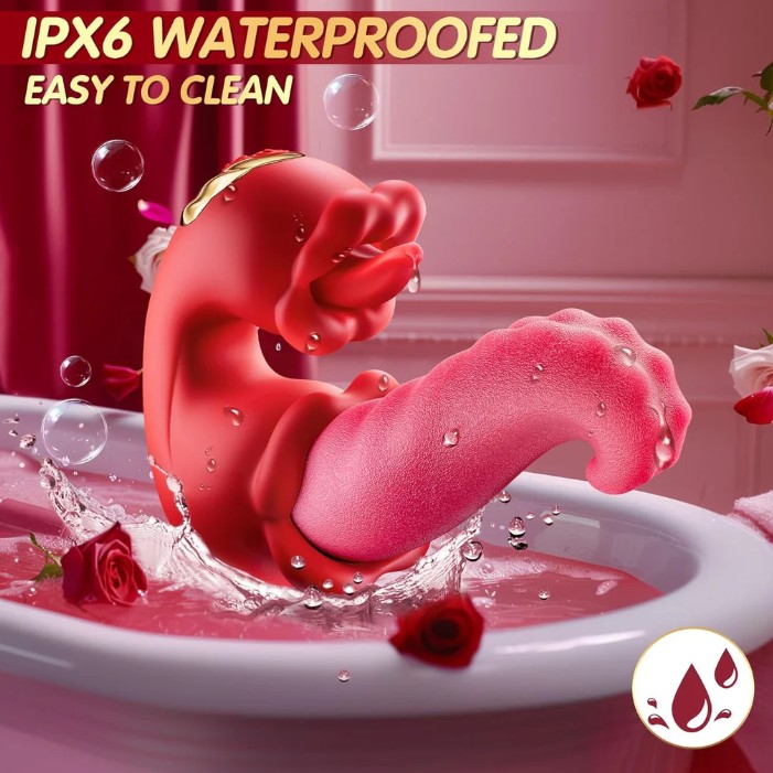 Realistic Tongue Red Rose Vibrator Idia