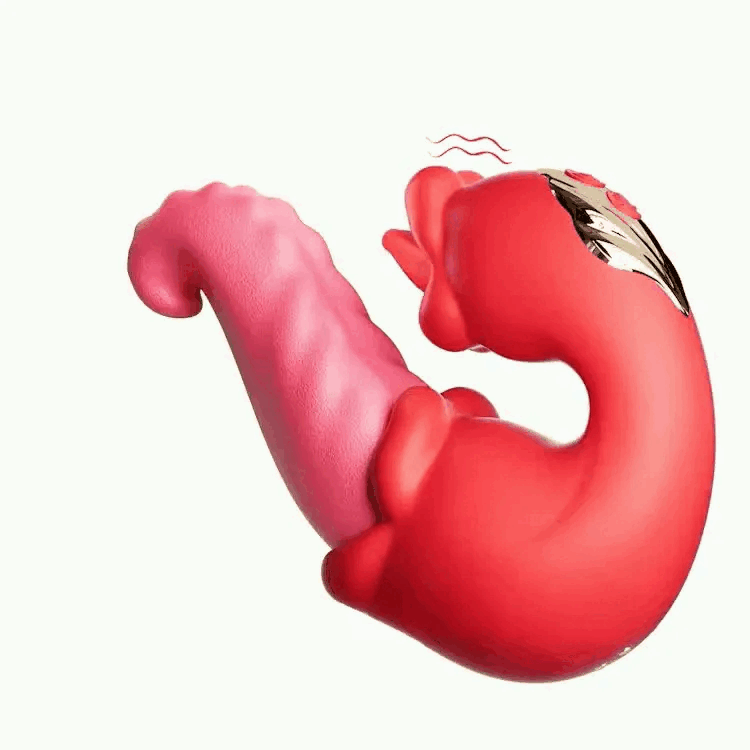3IN1 Swaying Double Tongue Licking Rose Vibrator