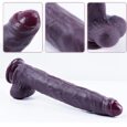 Realistic 11.4 inch Choco Brown XL uncut foreskin Silicone dildo For Women