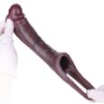 6.3 Inches Giant Textured Realistic Brown Male Sex Toy Penis Extension Sleeve