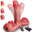6 in 1 Thrusting & Vibrating & Heating Thick Riding & Sitting Realistic Dildo Strap On For Couple Sex Toys