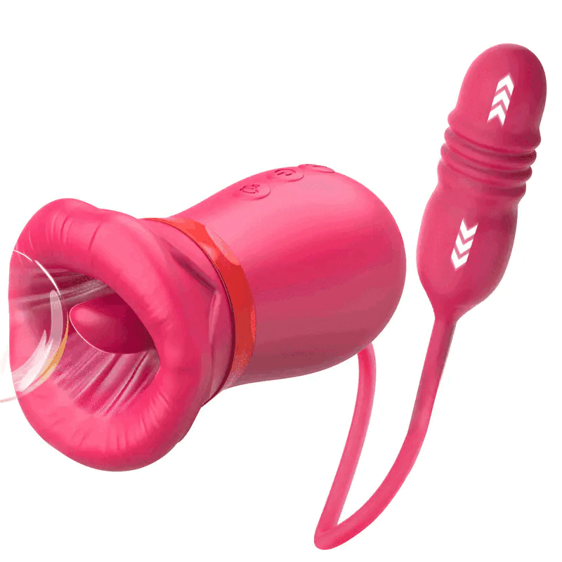 5IN1 Big Mouth Rose 360° tongue agitation and 3 automatic sucking Vibrator With Thrusting Bullet Dildo India
