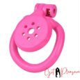 Pink Discreet Flat Chastity Cage Air Hole  with 4 Penis Rings