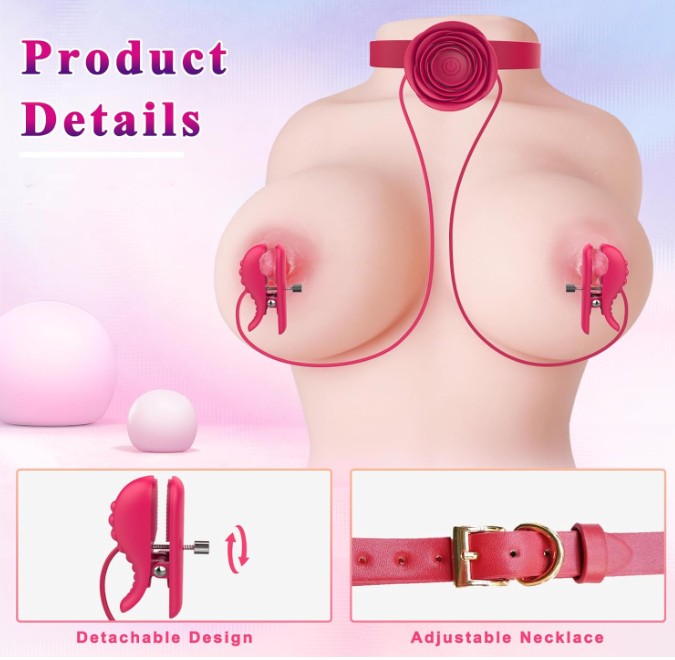 Powerful Vibrating Nipple Vibrator With Rose Neck Sex Toys