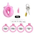 Pink Vagina Shaped Chastity Cage For Men (21 mm)