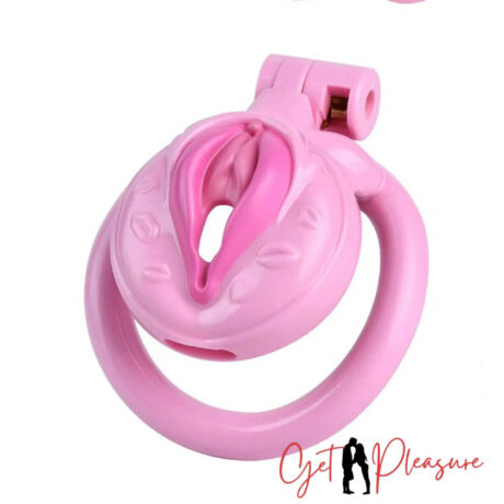 Pink Vagina Shaped Chastity Cage For Men (21 mm)