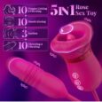 5IN1 Big Mouth Rose 360° tongue agitation and 3 automatic sucking Vibrator With Thrusting Bullet Dildo India