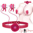 Vibrating Nipple Toys and Rose Red Collar Breast Teasing Stimulation Tools For Women
