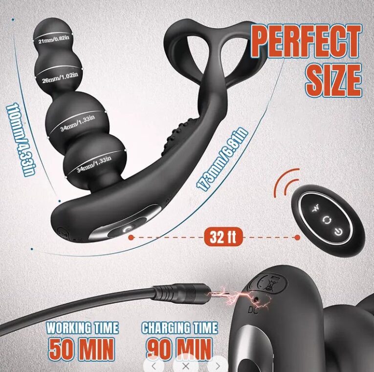 360° Rotating Remote Control Textured Vibrating Anal Plug
