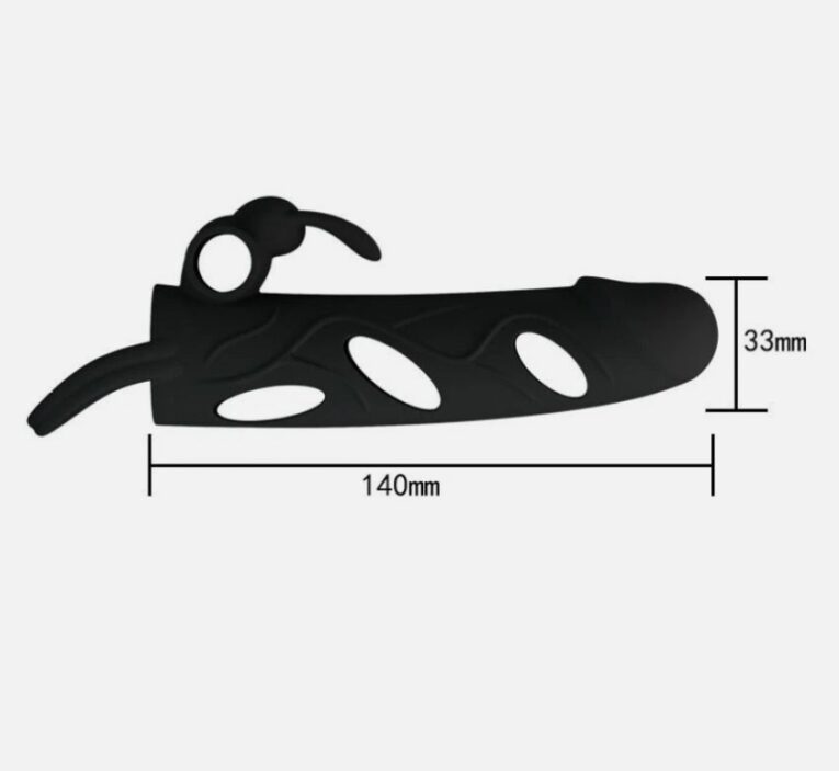 Black Penis Extender Sleeve With Vibrator