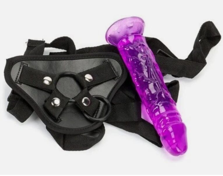 Purple Strapon Harness Dildo India