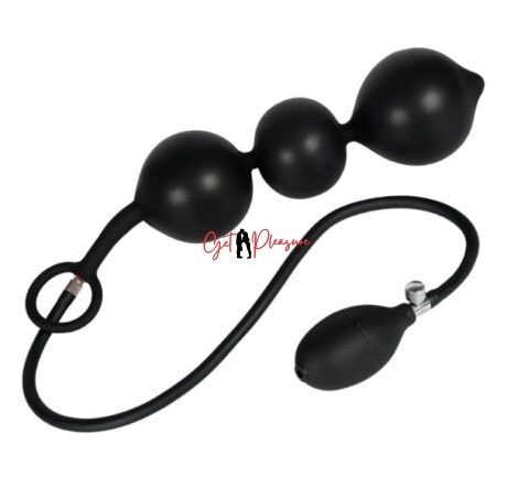 Detachable Adjustable Size Black Inflatable Silicone Anal Beads beginners to advanced players