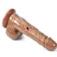 Realistic Lifelike Brown Silicone Penis Dildo with Suction Cup -7 inches