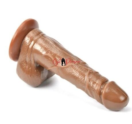 Realistic Lifelike Brown Silicone Penis Dildo with Suction Cup -7 inches