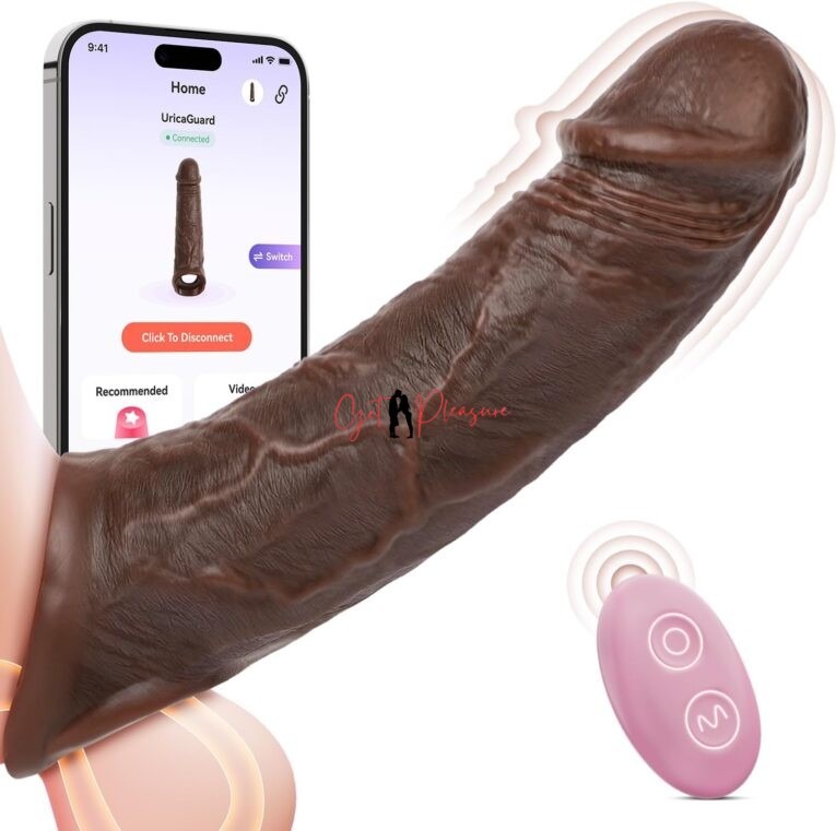 App Control Vibrating Penis Condom Brown