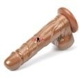 Realistic Lifelike Brown Silicone Penis Dildo with Suction Cup -7 inches