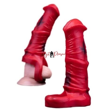 18.2cm Silicone Reusable Red Horse Penis Extender Sleeve