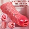 Hyper Realistic Tongue Licking Vibrating Penis Sleeve With Wireless Remote