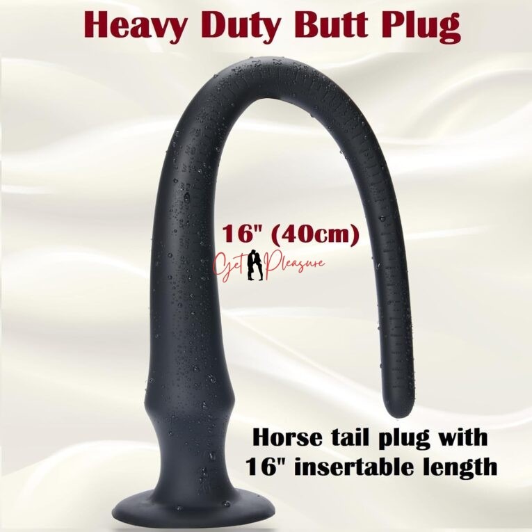 40cm Horse Tail Black Anal Buttplug Black