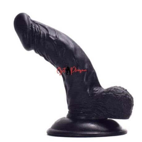 5.5 Inches Insertable Length Black Realistic Curved Dildo