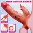 7.87 inches Remote Controlled Dual Vibrating Penis Sleeve With Soft Tongue