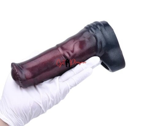 black and red platinum finish  Unique Horse Penis Texture and cock sleeve 6.88 Inches