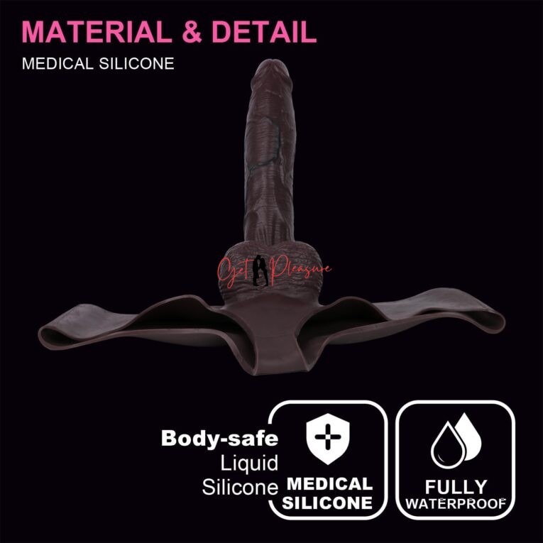 8Inches Hollow Penis Strapon Dildo Black