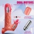 7.87 inches Remote Controlled Dual Vibrating Penis Sleeve With Soft Tongue