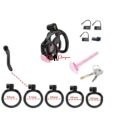 New Black Cobra Nano Chastity Cage With Pink Urethral Plug