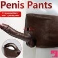 wearable Pant solid Dildo Brown silicone builitin Skeleton-6.29 Inches