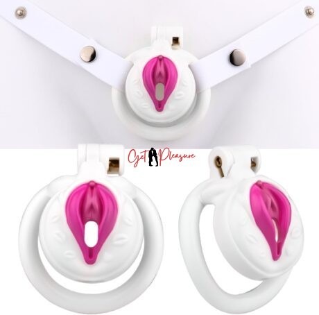 Vagina Shape White Male Chastity Device With Belt