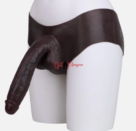 10 Inches Extra Lange Wearable Realistic Huge Black Hollow Pant Dildo Extender For Men