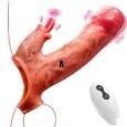 7.87 inches Remote Controlled Dual Vibrating Penis Sleeve With Soft Tongue
